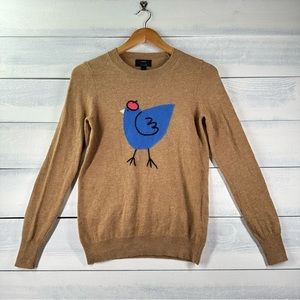 J. Crew Bird Beret Cashmere Blend Camel Crew Neck Sweater Women’s Small